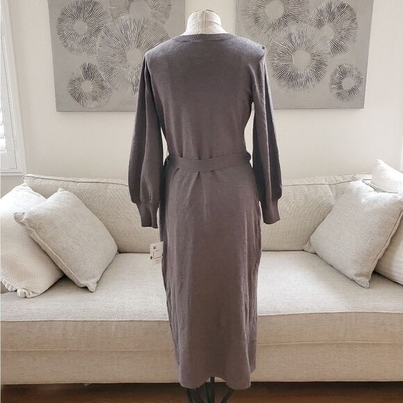 NEW! Taylor Petite Side-Tie Sweater Midi Dress - size PL (Petite Large) in Grey - Picture 7 of 12